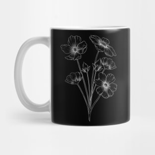 Cosmos Line Art Black Background White Lines Mug